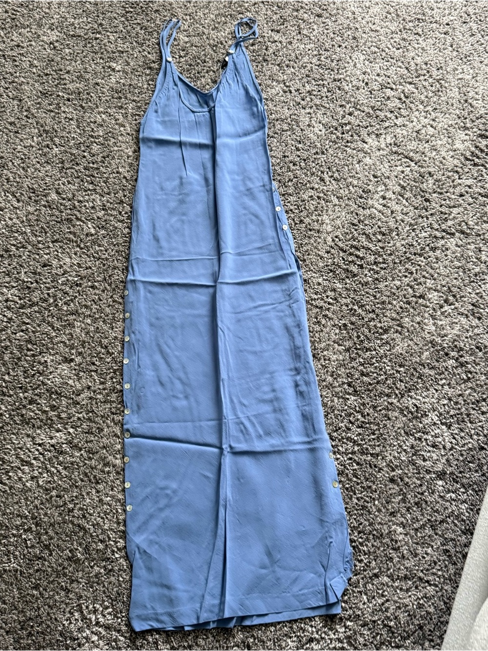 Zara Light Blue Maxi Slip Dress with Side Buttons
